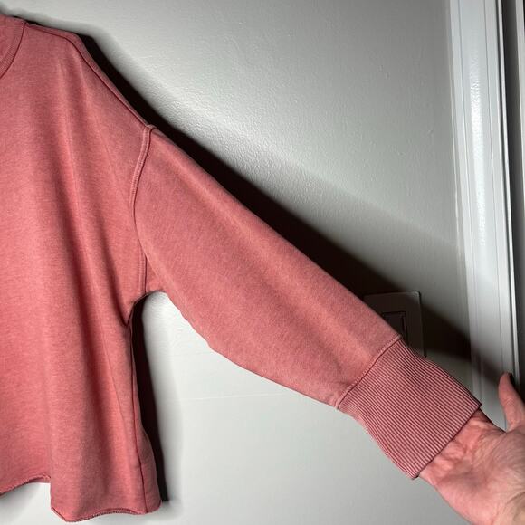 AERIE Women's Turtleneck Sweatshirt Maroon/Pink Oversized M Boxy Cozy Comfycore - Picture 6 of 10